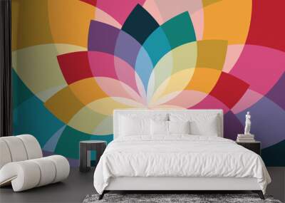 Image of colorful flowers on pink background Wall mural