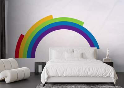 Image of colourful lines of rainbow on white background Wall mural