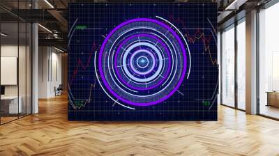 Image of compass over scientific graph and data Wall mural