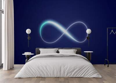 Image of infinity sign on blue background Wall mural