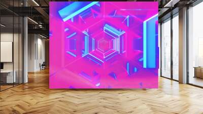 Image of pink and blue neon tunnel background Wall mural