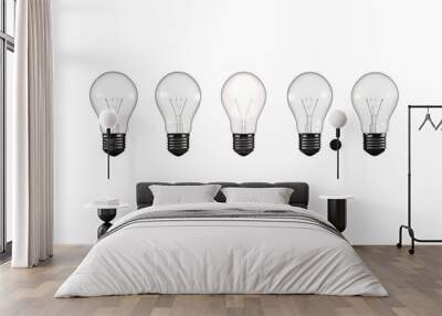 Light bulbs against white background Wall mural