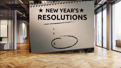 New year resolution goals against crumpled paper balls in backgr Wall mural