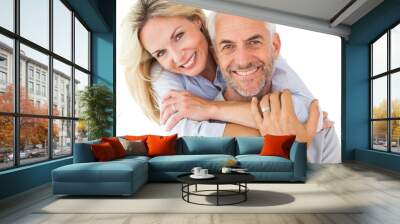 Portrait of couple embracing Wall mural