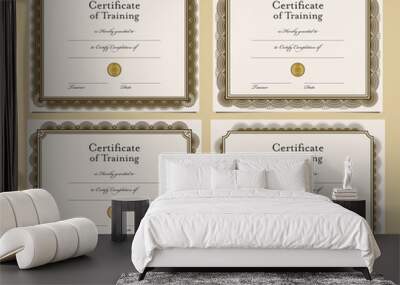 Set of four certificate templates Wall mural