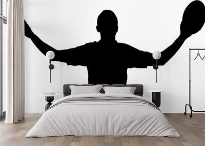 Silhouette male holding ball Wall mural