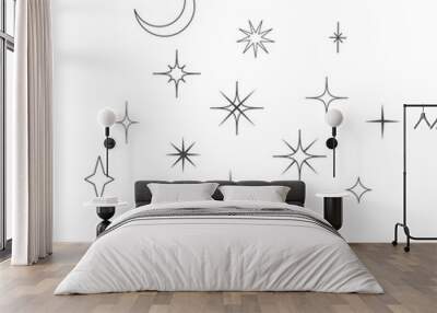 Moon and stars design elements. Wall mural