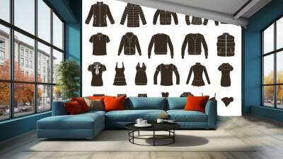 Set of women's and men's clothing. Wall mural