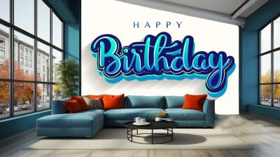 Happy Birthday lettering text banner, colorful calligraphy of birthday text. Vector illustration. Wall mural