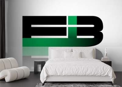 Initial letter EB uppercase modern and simple logo linked green and black colored, isolated in white background. Vector design for company identity. Wall mural