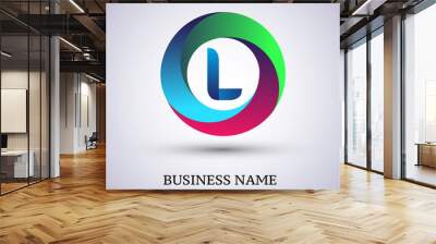 Letter L logo with colorful splash background, letter combination logo design for creative industry, web, business and company. Wall mural