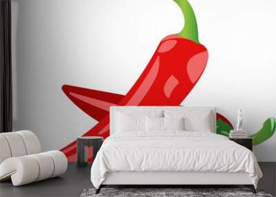 Two pods of red chili peppers. Wall mural