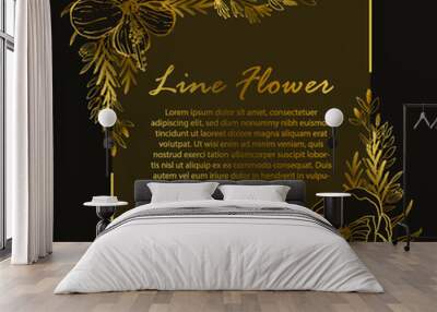 Rectangular luxury premium gold flower frame Wall mural