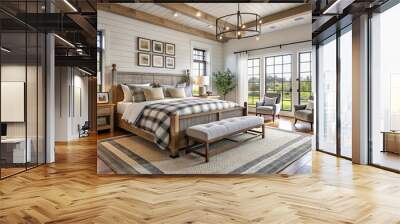 Farmhouse interior design style master bedroom Wall mural