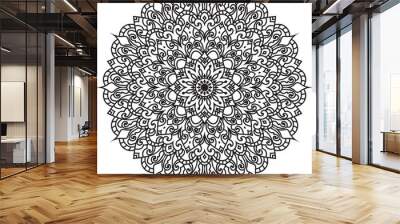 Anti-stress coloring book page for adults.Doodle pattern with ethnic mandala ornament. Wall mural