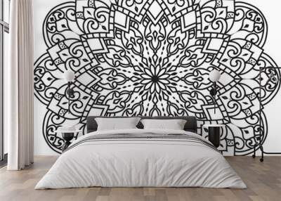 Anti-stress coloring book page for adults.Oriental mystical pattern.Yoga mandala. Wall mural