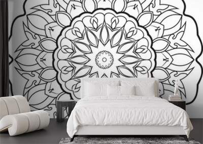 Vector abstract mandala pattern.Black and white illustration.Outline.Coloring page for coloring book. Wall mural