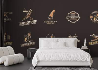 Barber shop vector logo set Wall mural