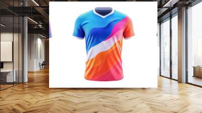 Colorful t-shirts isolated on transparent background with vibrant geometric designs Wall mural