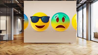 cute emoticons set Wall mural