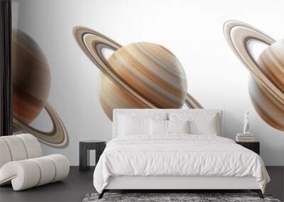 Saturn Planets Set Isolated on Transparent Background Wall mural