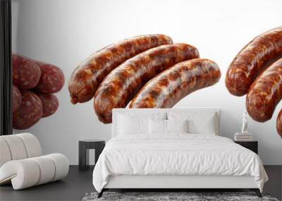 Sausages isolated on transparent background with grilled texture and savory detail Wall mural