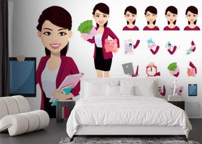 Asian business woman in office clothes Wall mural