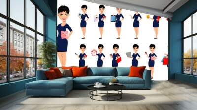 Happy modern business woman with short haircut Wall mural