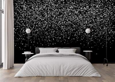 Snow falling from the sky. White dots and stars Wall mural