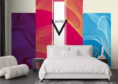 template vector modern brochure poster cover bright design curves line gradient colorful two option color  Wall mural