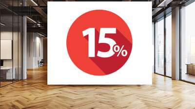 15 percent discount sale red circle Wall mural