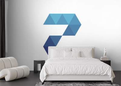 2 number blue triangle geometric logo Wall mural