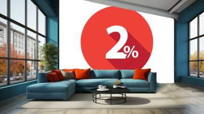 2 percent discount sale red circle Wall mural