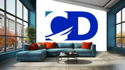 cd negative space square swoosh letter logo Wall mural