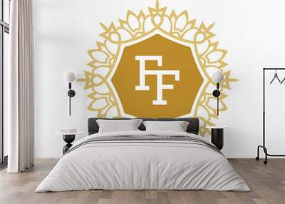 ff initial royal letter logo Wall mural