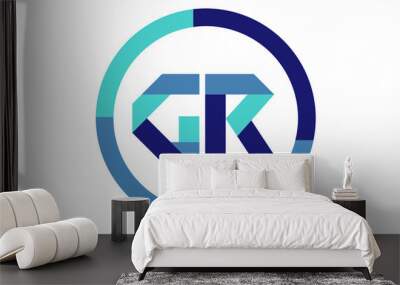 GR Global Blue Ribbon letter Logo Wall mural