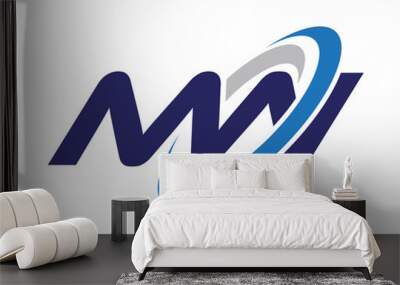 MW Letter Swoosh Wave Logo Wall mural