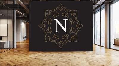 N  Monogram Vintage Classic Letter Logo for Luxury  Business Wall mural