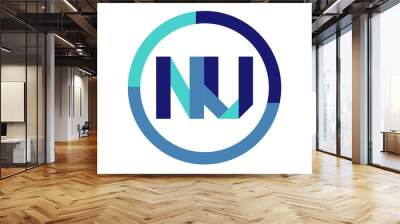 nu global blue ribbon letter logo Wall mural