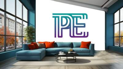 pe lines letter logo Wall mural