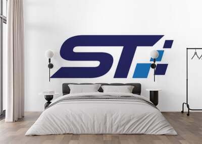 ST digital letter logo Wall mural