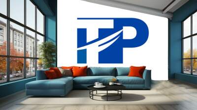 TP Negative Space Square Swoosh Letter Logo Wall mural