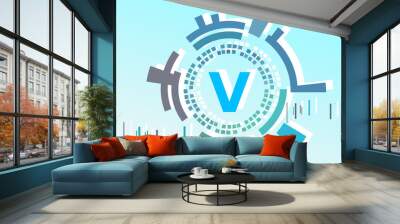 V  Internet Computer Technology Digital Letter Background Wall mural