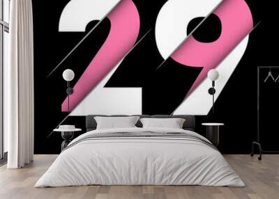 29 2 9 Number Logo Design with a Creative Cut and Black Circle Background. Creative logo design. Wall mural