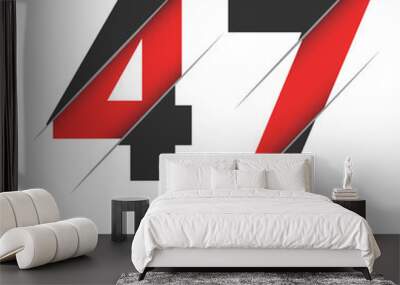 47 4 7 Number Logo Design with a Creative Cut and Black Circle Background. Creative logo design. Wall mural