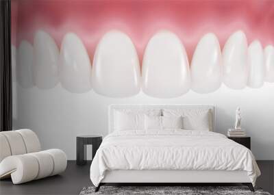 Upper row of teeth and gums are arranged in a clean, white curve. Healthy teeth and perfectly clean gums. Realistic vector illustration Isolated on white background. Wall mural