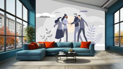 Community teamwork and united group partnership agreement tiny person concept Wall mural