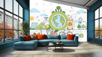 Eco friendly outline concept clean environment vector illustration Wall mural