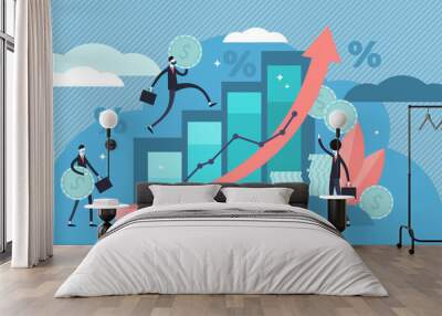 Financial forecast vector illustration. Flat tiny economical person concept Wall mural