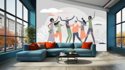 Friends social community group together despite diversity tiny person concept Wall mural